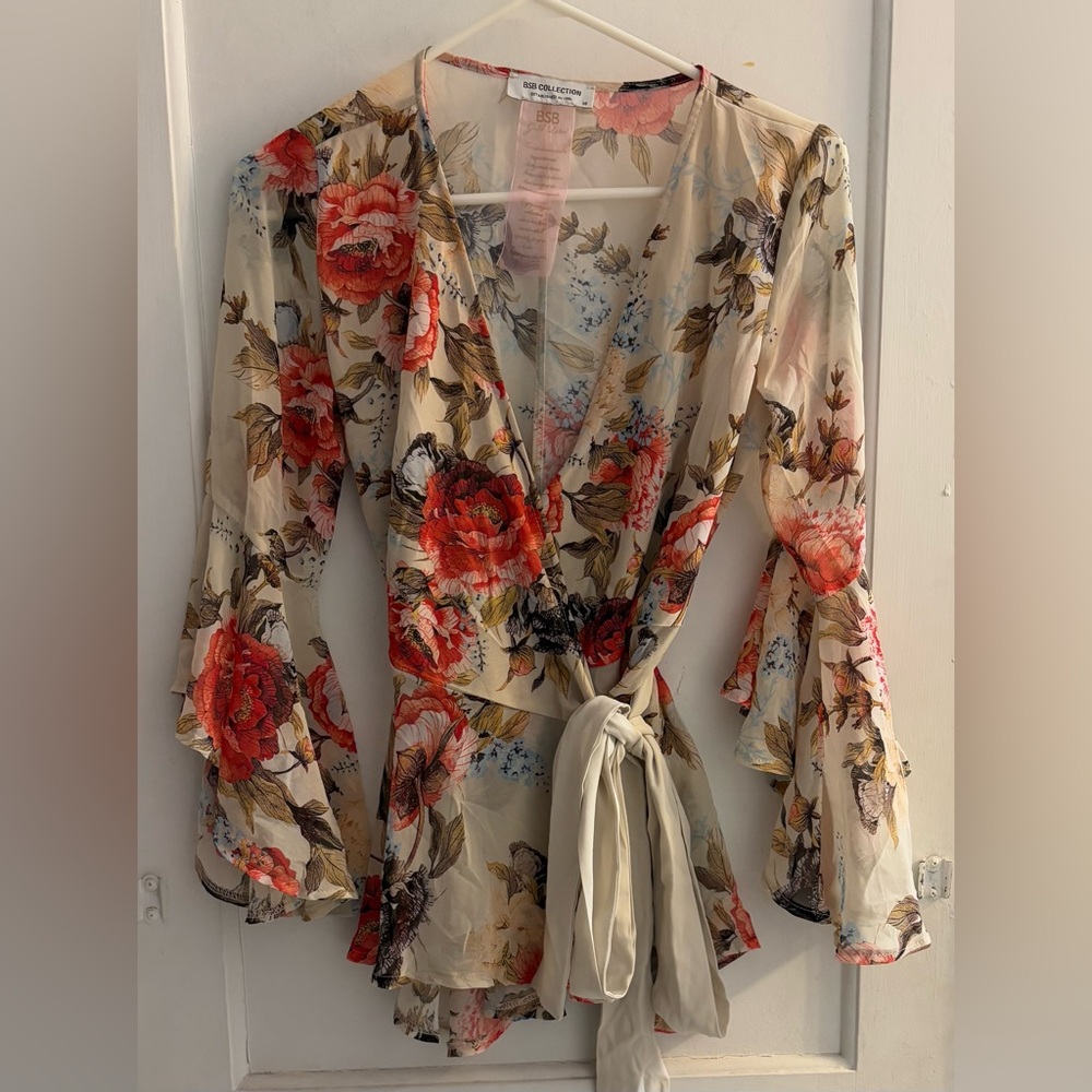 BSB Collection Belted Wrap Blouse Size 38(XS)